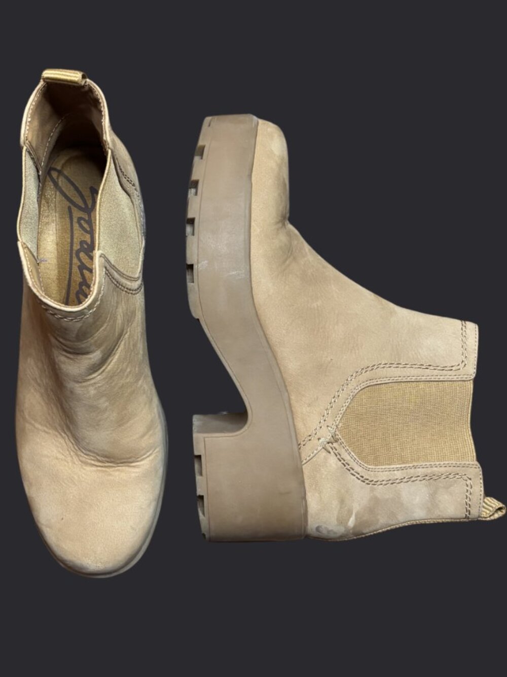 Lug Sole Suede Chelsea Platform Western Booties by Zodiac